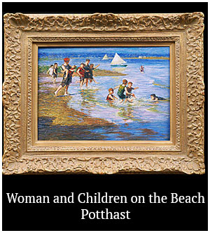 Woman and Children on the Beach - Potthast